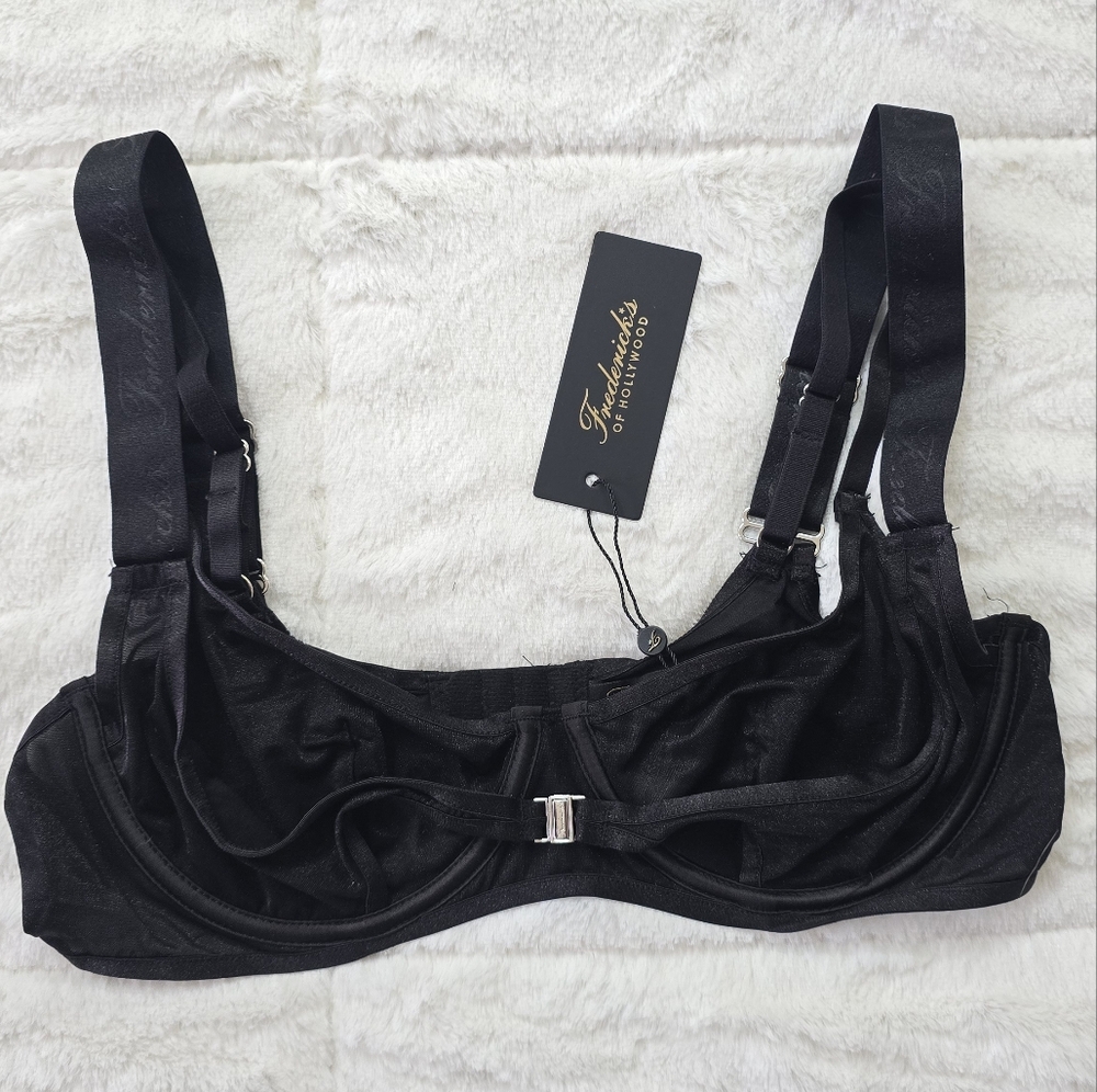 NWT Frederick's of Hollywood Black Mesh Underwire Bra Size L